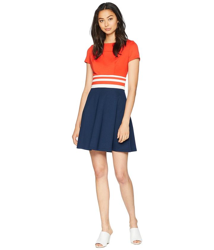 Juicy Couture Flirty Color Block Ponte Dress (city Rouge Angel Regal) Women's Dress