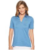 Lacoste Jersey Rayon Striped Golf Performance Polo (medway/white) Women's Clothing