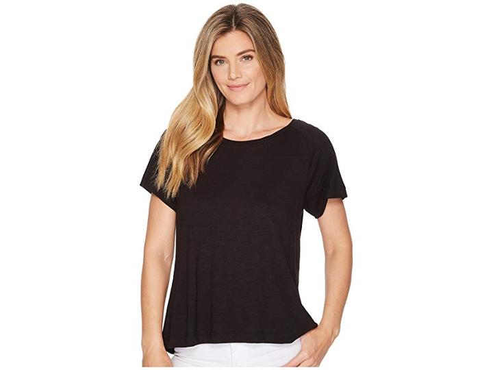 Lilla P Short Sleeve Pleat Back (black) Women's Clothing