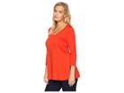 Karen Kane 3/4 Sleeve Side-slit Top (saffron) Women's Clothing