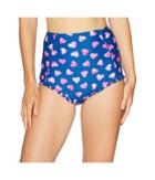 Unique Vintage Bette High-waist Swim Bottoms (navy/pink Heart) Women's Swimwear