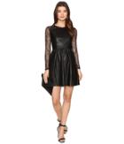 Only Sara Faux Leather Mix Dress (black) Women's Dress