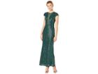 Marina Sequin Cap Sleeve Gown W/ Illusion Plunge Front V-back (emerald) Women's Dress