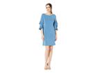 Taylor Ruffle Sleeve Solid Shift Dress (denim Blue) Women's Dress