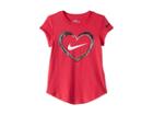 Nike Kids Digital Analog Heart Scoop Short Sleeve T-shirt (little Kids) (rush Pink) Girl's Clothing