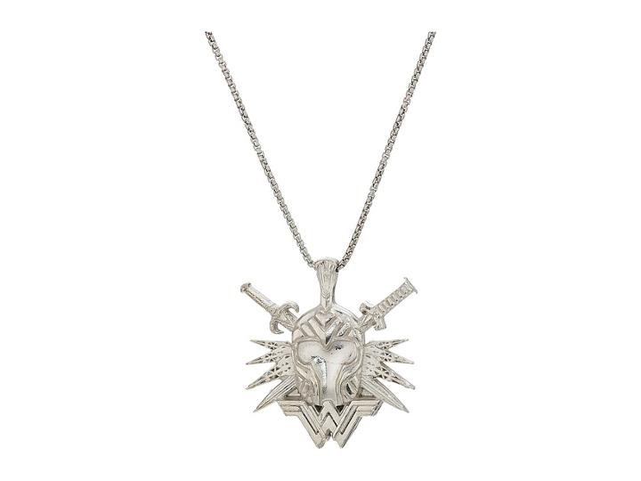 Alex And Ani Wonder Woman Helmet 29 Necklace (rafaelian Silver) Necklace
