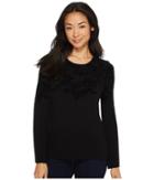 Ellen Tracy Flared Sleeve Flocked Sweater (e Black) Women's Sweater