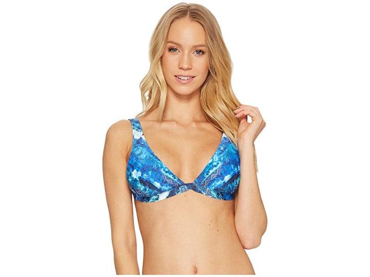 Lucky Brand High Tides Reversible Banded Halter Bra (ocean) Women's Swimwear
