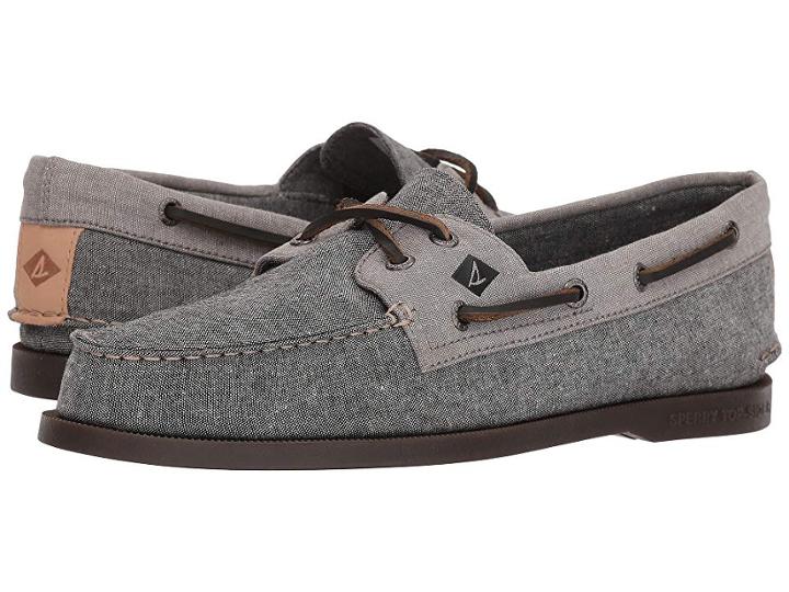 Sperry A/o 2-eye Chambray (black/grey) Men's Lace Up Casual Shoes