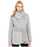 Jessica Simpson Brushed Wool Touch Coat W/ Asymmetrical Zip (heather Grey) Women's Coat