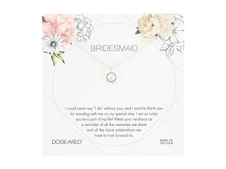 Dogeared Bridesmaid Flower Card Large Bezel Pearl Pendant Necklace (sterling Silver) Necklace