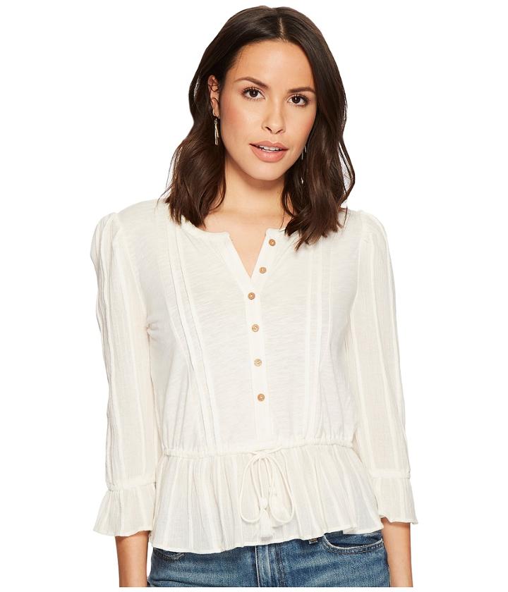 Lucky Brand Prairie Peplum Top (eggshell) Women's Clothing