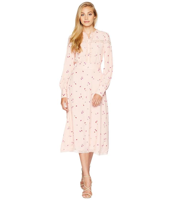 Juicy Couture Rose Floral Midi Dress (soft Glow Floral Riot) Women's Dress