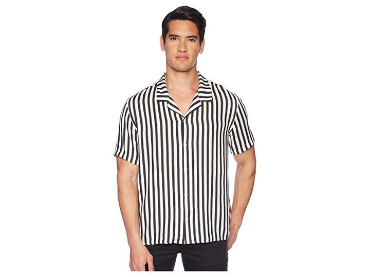 The Kooples Clean Striped Short Sleeve Shirt (white) Men's Clothing