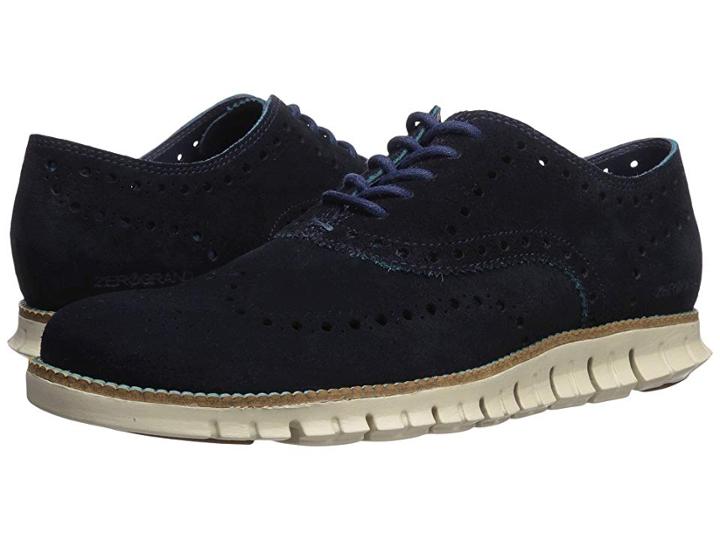 Cole Haan Zerogrand Wing Ox Suede (marine Blue Suede/tahitian Tide/ivory) Men's Shoes