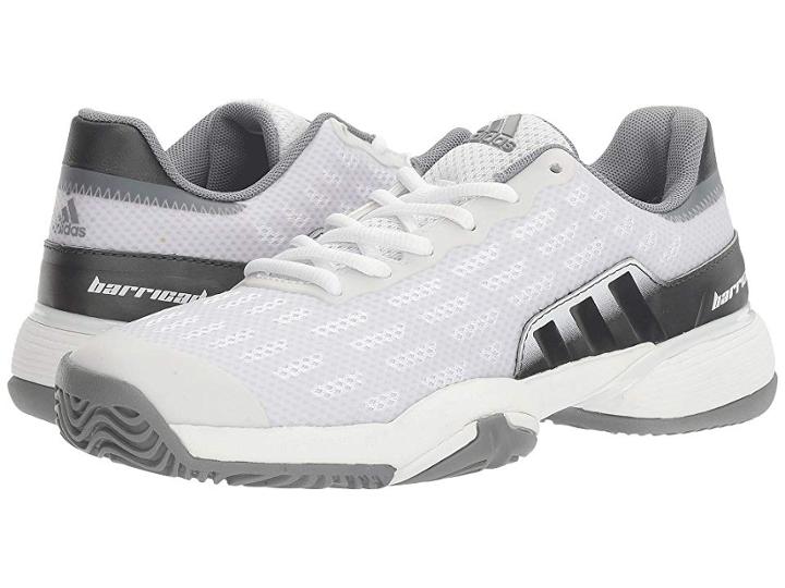 Adidas Kids Barricade 2016 Xj Tennis (little Kid/big Kid) (white/dgh Solid Grey/core Green) Boys Shoes