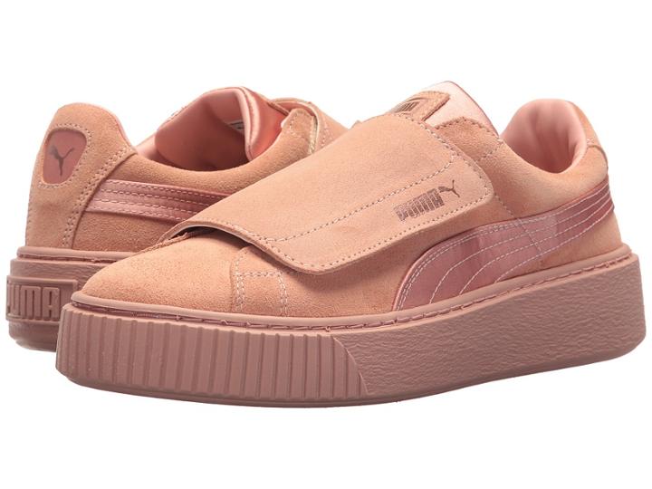 Puma Platform Strap Satin Ep (peach Beige/peach Beige/rose Gold) Women's Shoes