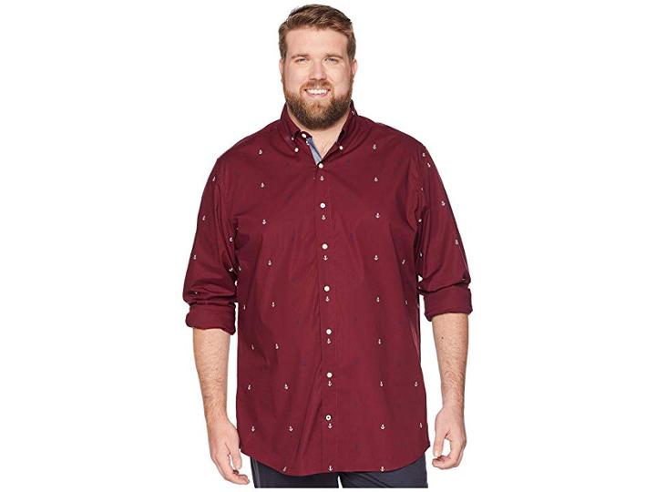 Nautica Big & Tall Big Tall Stretch Oxford Shirt (zinfandel) Men's Long Sleeve Pullover
