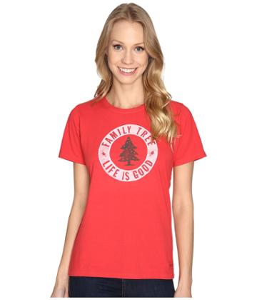 Life Is Good Family Tree Circle Crusher Tee (simply Red) Women's T Shirt