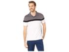 Calvin Klein Short Sleeve Color Blocked Button Placket Polo (steel Grey Heather) Men's Clothing