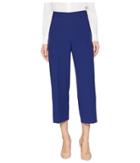 Tahari By Asl Cropped Crepe Flat Front Pants (comet Blue) Women's Casual Pants