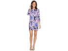 Lilly Pulitzer Upf 50+ Sophie Dress (bright Navy Palms Up) Women's Dress