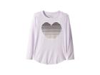 Chaser Kids Super Soft Striped Heart Long Sleeve Tee (little Kids/big Kids) (posy) Girl's T Shirt
