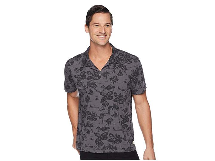 Agave Denim North Shore Short Sleeve Johnny Collar Polo (pavement) Men's Short Sleeve Pullover