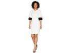 Calvin Klein Color Block Bubble Sleeve Dress Cd8c26ml (white/black) Women's Dress