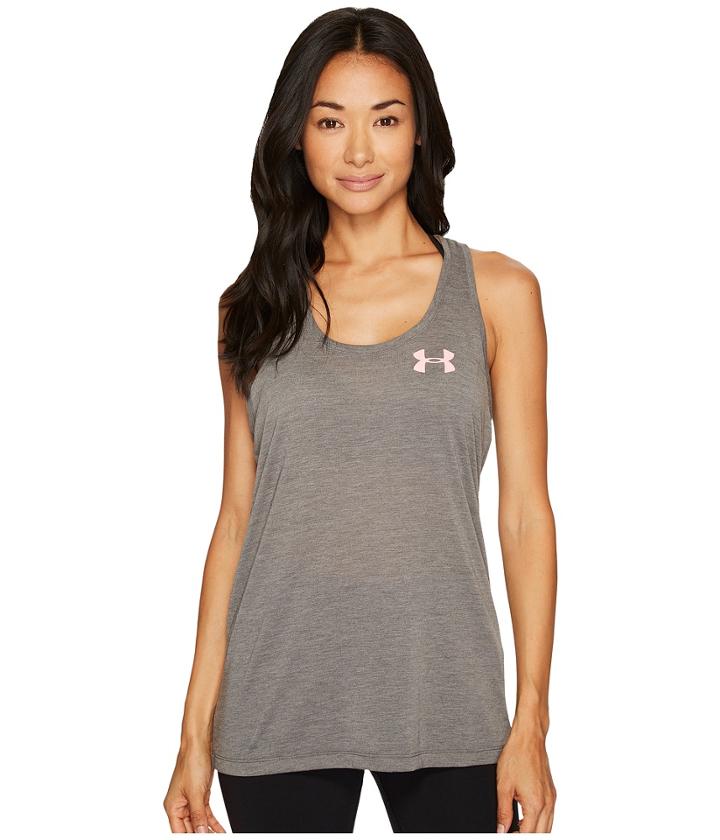 Under Armour Ua Threadborne Train Graphic Tank (carbon Heather/cape Coral) Women's Sleeveless