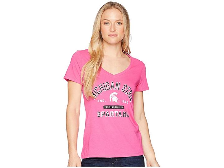 Champion College Michigan State Spartans University V-neck Tee (wow Pink) Girl's T Shirt
