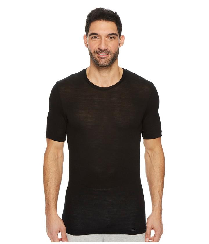 Hanro Light Merino Short Sleeve Shirt (black) Men's T Shirt