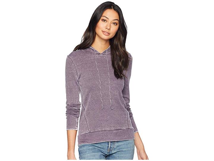 Chaser Vintage Rib Long Sleeve Thumbhole Hoodie (amethyst) Women's Sweatshirt