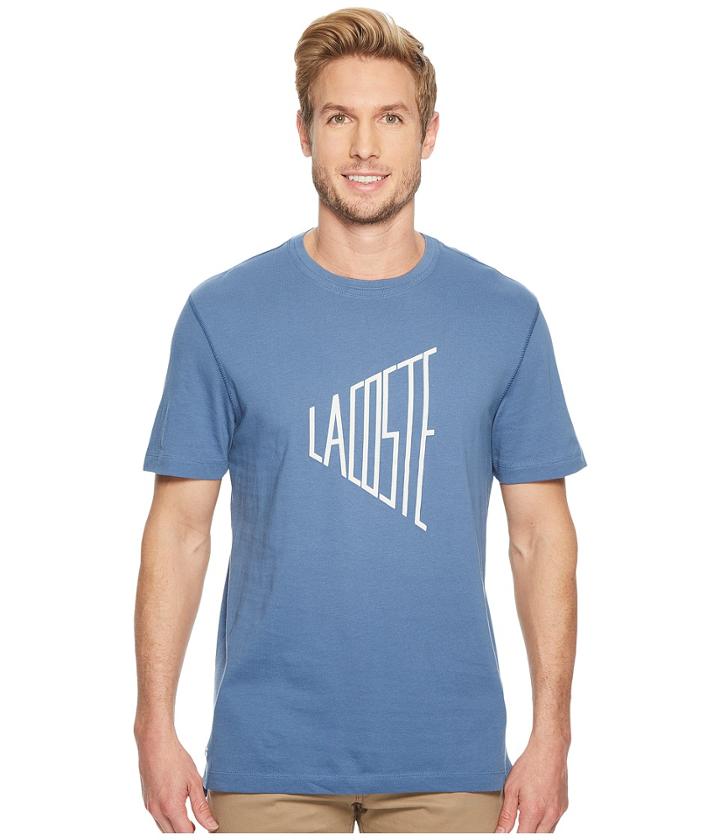 Lacoste Short Sleeve Wordplay Jersey Regular (king/flour) Men's Short Sleeve Pullover