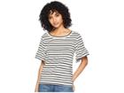 Bb Dakota Wind Down Striped Ruffle Sleeve Tee (ivory) Women's T Shirt