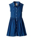 Levi's(r) Kids Rolled Sleeve Short Sleeve Woven Dress (big Kids) (cobalt Sky) Girl's Dress
