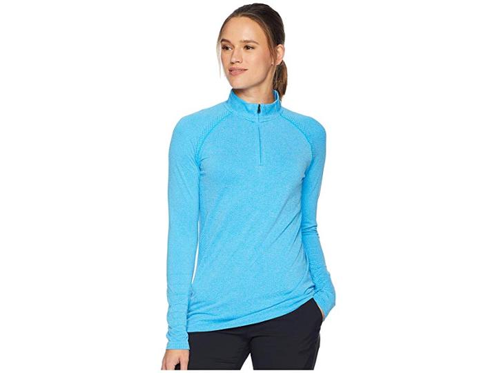 Under Armour Golf Threadborne Seamless 1/4 Zip (capri Medium Heather/blue Circuit/capri) Women's Clothing