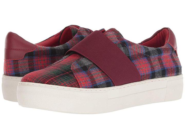 J/slides Adore (red Plaid Fabric) Women's Shoes