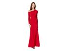 Adrianna Papell Long Jersey Dress W/ One Shoulder Long Sleeves (cardinal) Women's Dress