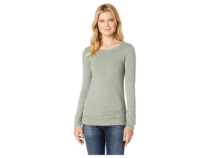 Mod-o-doc Slub Jersey Long Sleeve Twisted Scoop Neck Tee (dusty Sage) Women's Long Sleeve Pullover