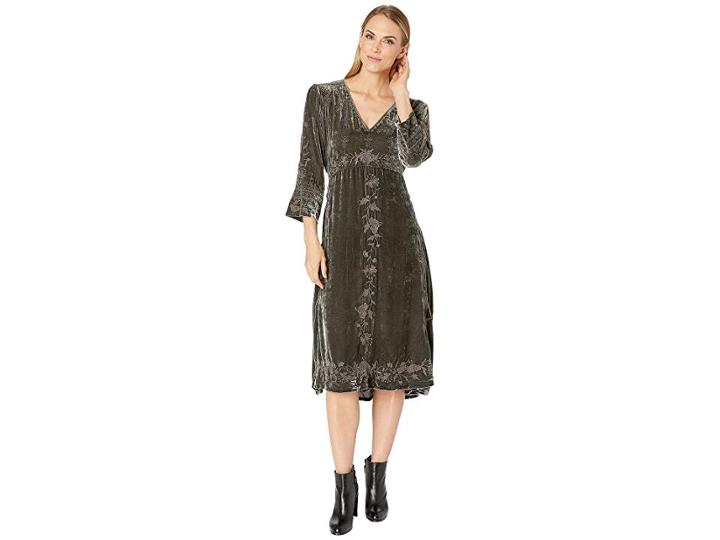 Johnny Was Shalea Long Velvet Dress (steel Grey) Women's Dress