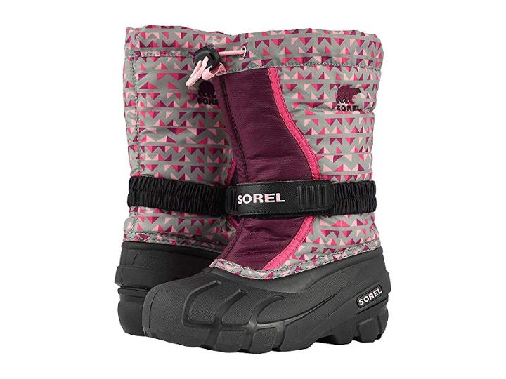Sorel Kids Flurrytm Print (toddler/little Kid/big Kid) (black/purple Dahlia) Girls Shoes
