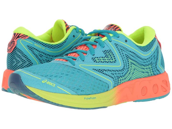 Asics Noosa Ff (aquarium/flash Coral/safety Yellow) Women's Running Shoes