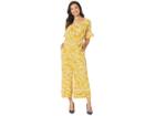 Eci Floral Printed Ruffle Sleeve Wide-legged Jumpsuit With Self Tie (mustard) Women's Jumpsuit & Rompers One Piece