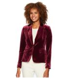 Tahari By Asl One-button Velvet Jacket (crimson) Women's Coat