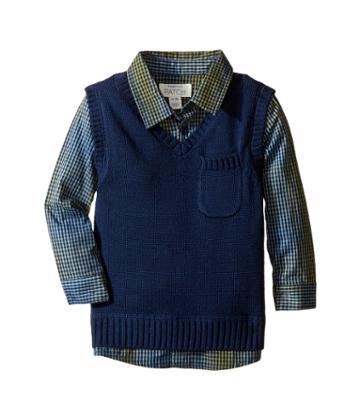 Pumpkin Patch Kids Vest With Mock Check (infant) (medieval Blue) Boy's Clothing