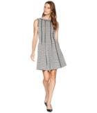 Taylor Piped Fit And Flare Dress (black/ivory) Women's Dress