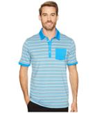 Puma Golf Tailored Pocket Stripe Polo (french Blue/bluefish) Men's Short Sleeve Knit