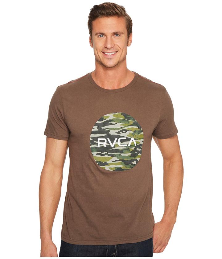 Rvca Water Camo Motors Tee (chocolate) Men's T Shirt