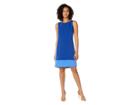 Nine West Soft Crepe Two-tone Sleeveless Panel Hem Dress (admiral/ultramarine) Women's Dress